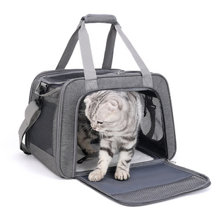 Portable Soft Airline Approved Zipper Closure Pet Travel Carrier Sustainable Polyester Oxford Nylon Cat Dog Backpack soft bag