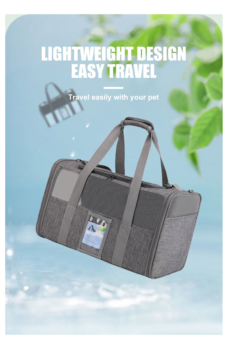 Sustainable Portable Cat Dog Travel Carrier Airline-Approved Collapsible Solid Nylon Oxford Polyester Backpack Style Zipper