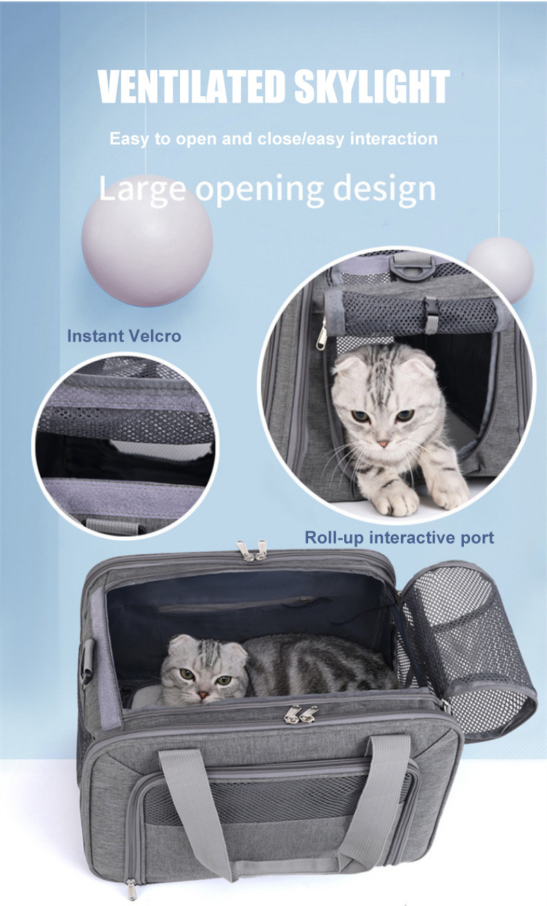 Portable Soft Airline Approved Zipper Closure Pet Travel Carrier Sustainable Polyester Oxford Nylon Cat Dog Backpack soft bag