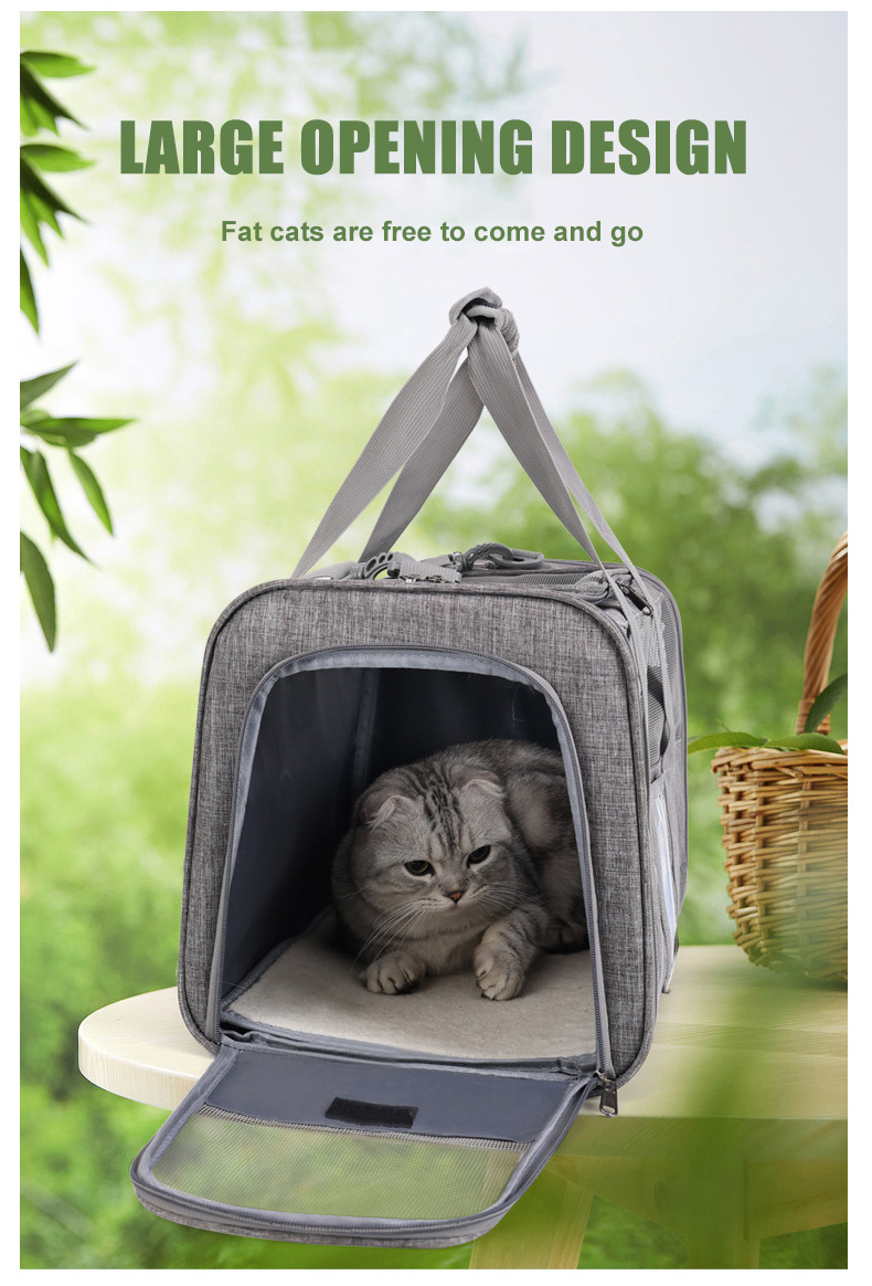 Sustainable Portable Cat Dog Travel Carrier Airline-Approved Collapsible Solid Nylon Oxford Polyester Backpack Style Zipper