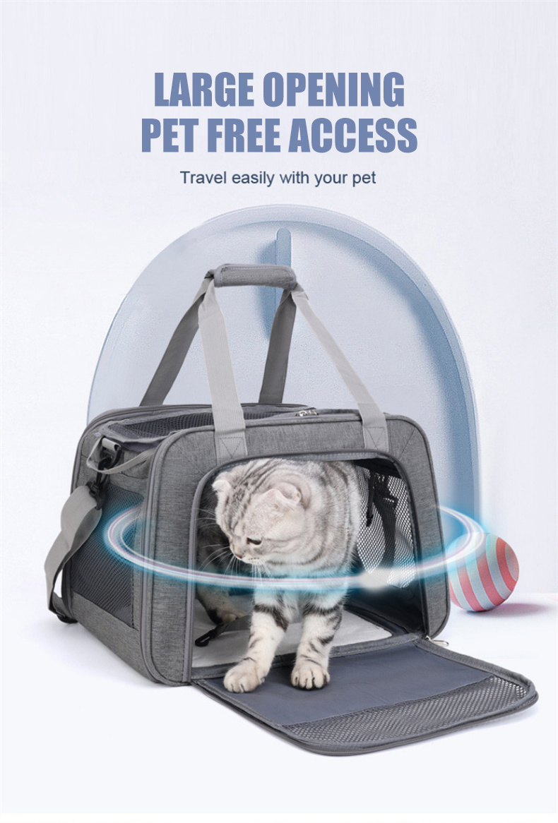 Portable Soft Airline Approved Zipper Closure Pet Travel Carrier Sustainable Polyester Oxford Nylon Cat Dog Backpack soft bag