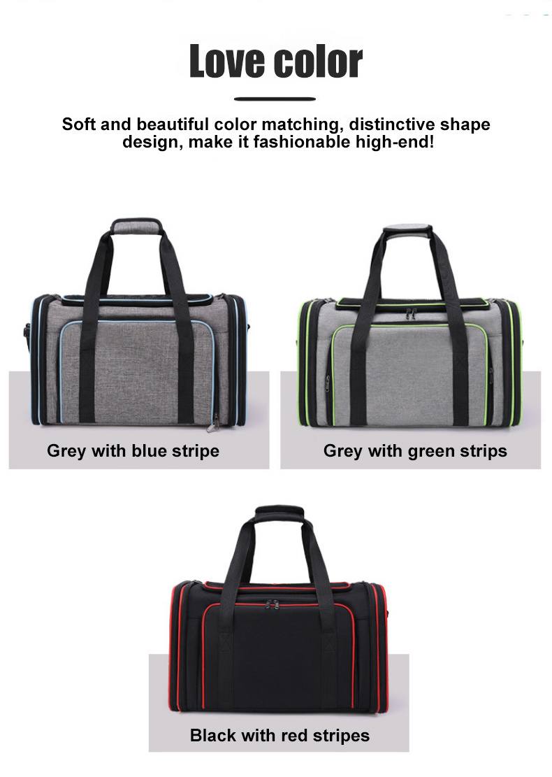 Airline Approved Portable Soft Sided Pet Carrier Expandable Nylon Travel Bag Zipper Closure Fleece Pad Customizable Sustainable