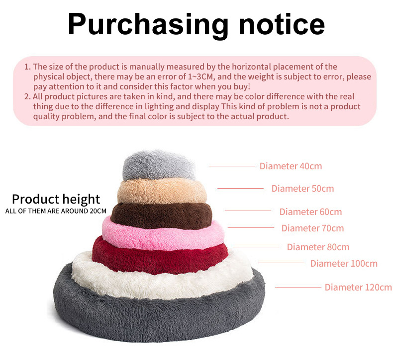 Manufacturer's Luxury Donut-Shaped L XL XXL Pet Bed Custom Plush Cushion with Removable Cover Printed Pattern for Cats and Dogs