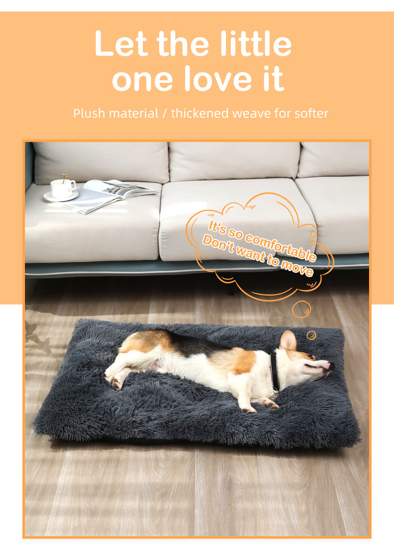 Luxury Soft Warm Thickened Printed Plush Pet Beds Small Size Comfortable Sofa Bedroom Cats Breathable Fluffy Fur Removable Cover