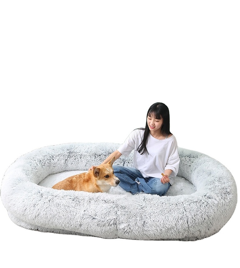 Custom Large XXL Luxury Orthopedic Dog Bed Human Size Waterproof Detachable Washable Donut Shape Soft Material Removable Cover