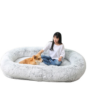 Custom Large XXL Luxury Orthopedic Dog Bed Human Size Waterproof Detachable Washable Donut Shape Soft Material Removable Cover