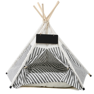 Wholesale Modern Wooden Triangle Pet Teepee Cushion Small Animal Luxury Dog House Cat Nest Bed Hot Sale Removable Cover Soft Bag