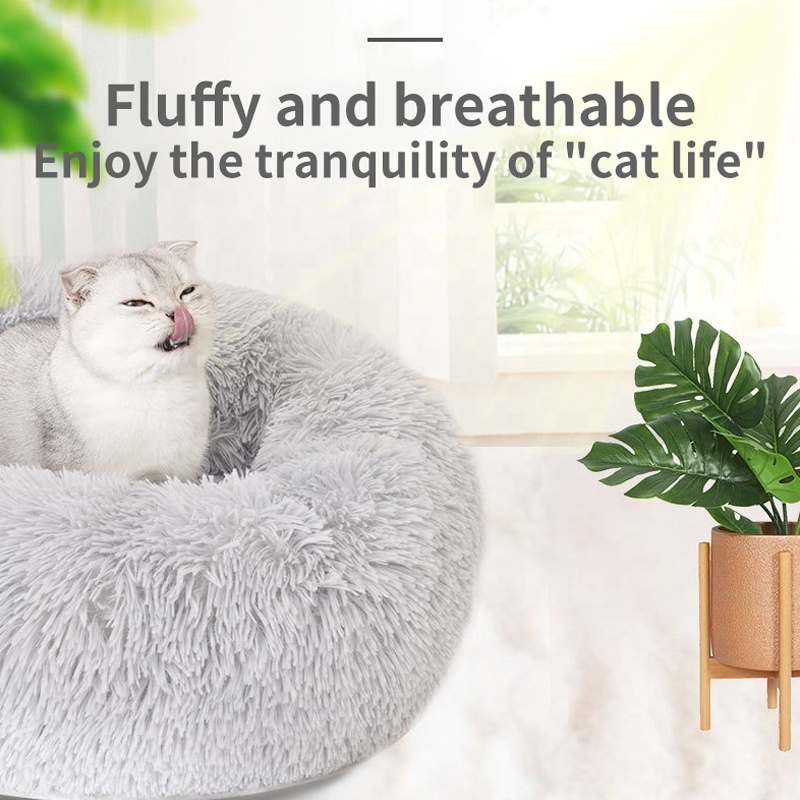 Small Luxury 40cm Cat Dog Pet Bed Memory Foam Cool Pad Fluffy Hooded Cave with Donut Sofa & Lounger Gel Elevated Accessories