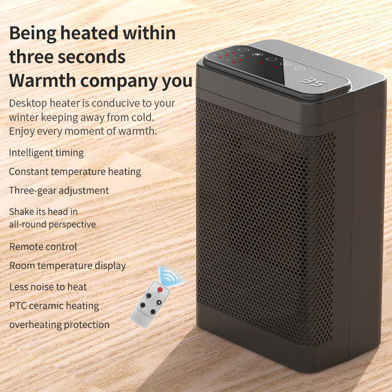 Bagotte BAF02 Indoor Shenzhen Smart Rechargeable Ptc Ceramic Air Mini Room Space Portable Fan Electric Heaters For Winter Home