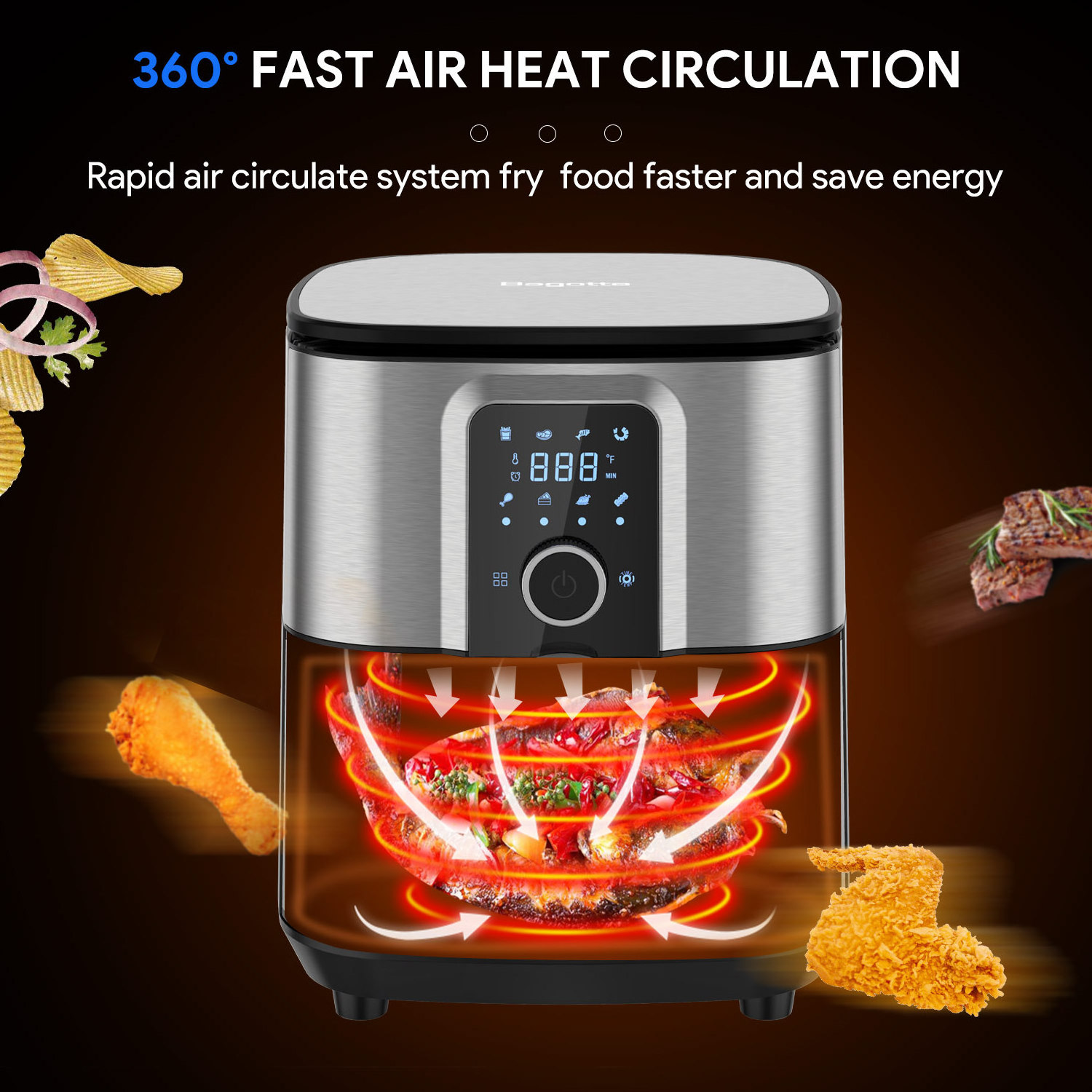 Bagotte heating gowise smart 5.5qt seller prime best deep 2020 OEM Odm without oil combo hot pressure Air Fryer cooker