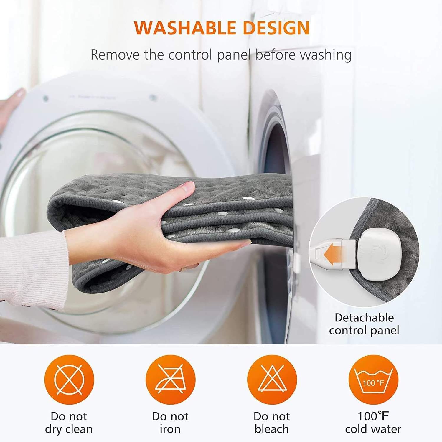 Bagotte BAF115 under Grey Portable UK Wire Pet Self Thermostat Battery Pad Throw Electric Heating Blanket for Winter