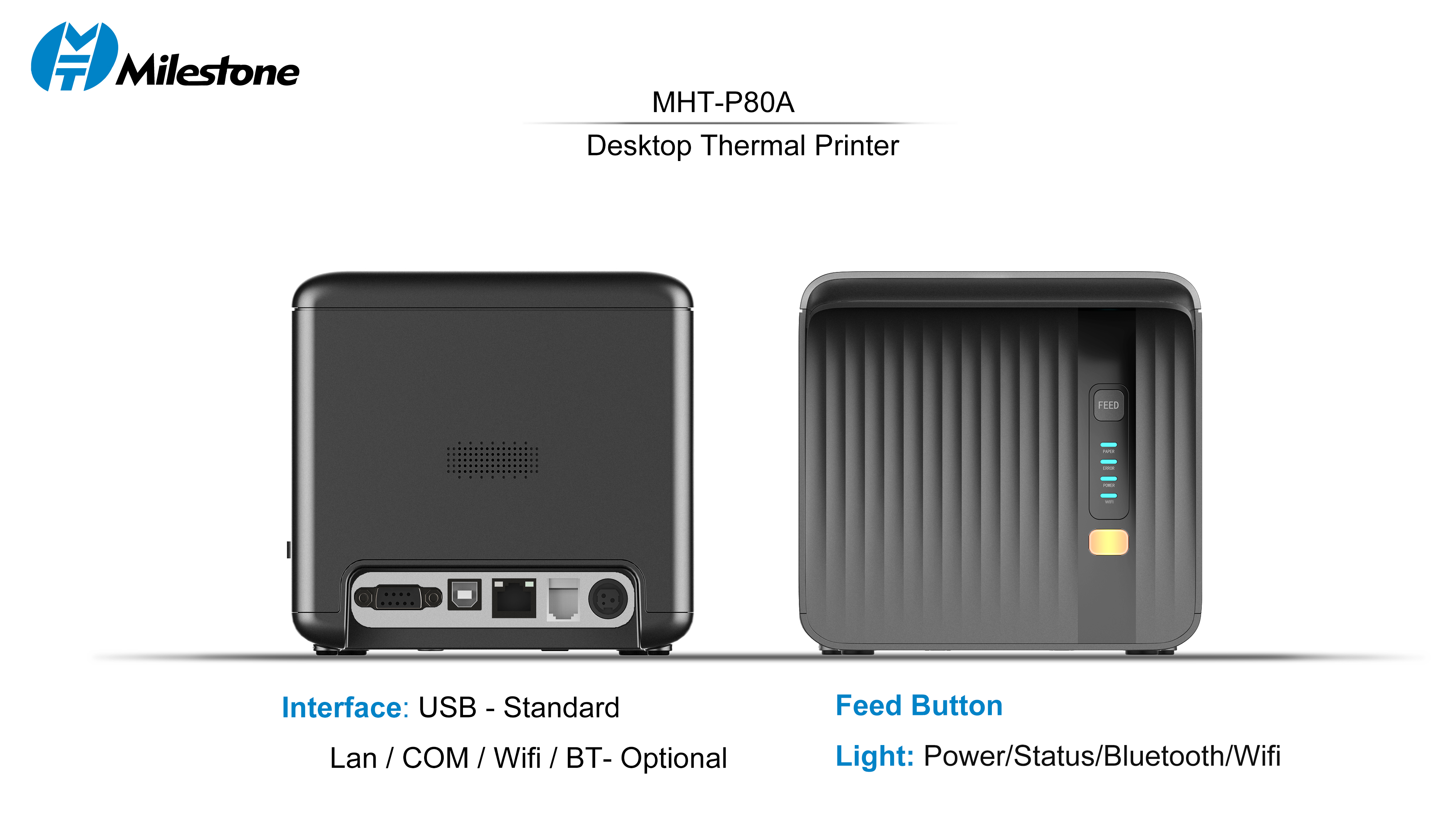 MHT-P80A  Auto Cutter 80mm POS Printerblue tooth ticket imprimante thermique sans fil thermal receipt printer