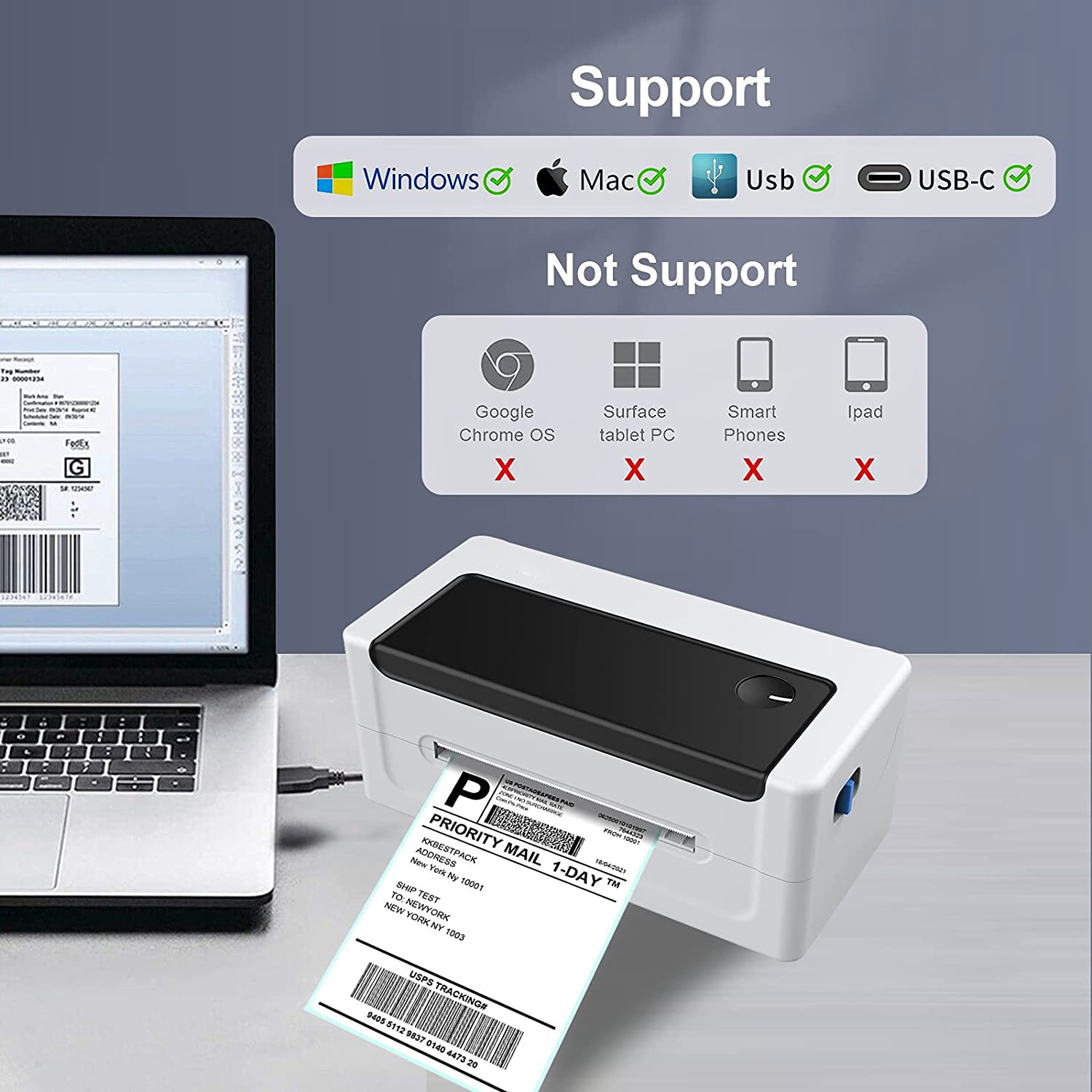 MHT-L1081 bluetooth shipping label 4x6 thermal barcode printer 110mm waterproof sticker printer machine for small business