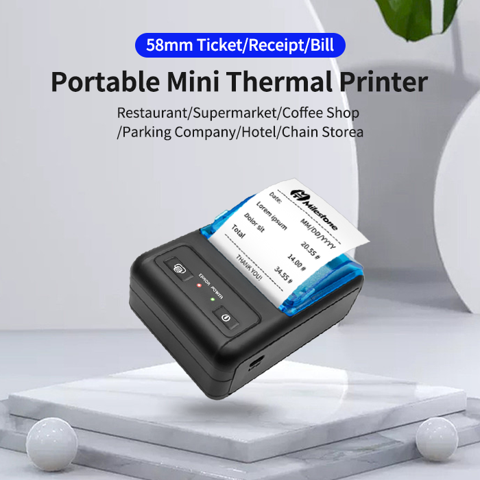 MHT-P11 Portable Thermal Printer MINI Wireless BT 203dpi USB Cable Portable mobile thermal printer receipt for fuel dispenser