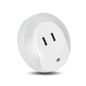 LED Plug in Night Light with Light Sensor and 2.1A Dual USB Socket Wall Plate Fast Charger