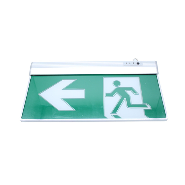 Rechargeable LED Emergency Exit Sign Lamp, Green Emergency Exit Lighting Sign for Apartment Office Building School