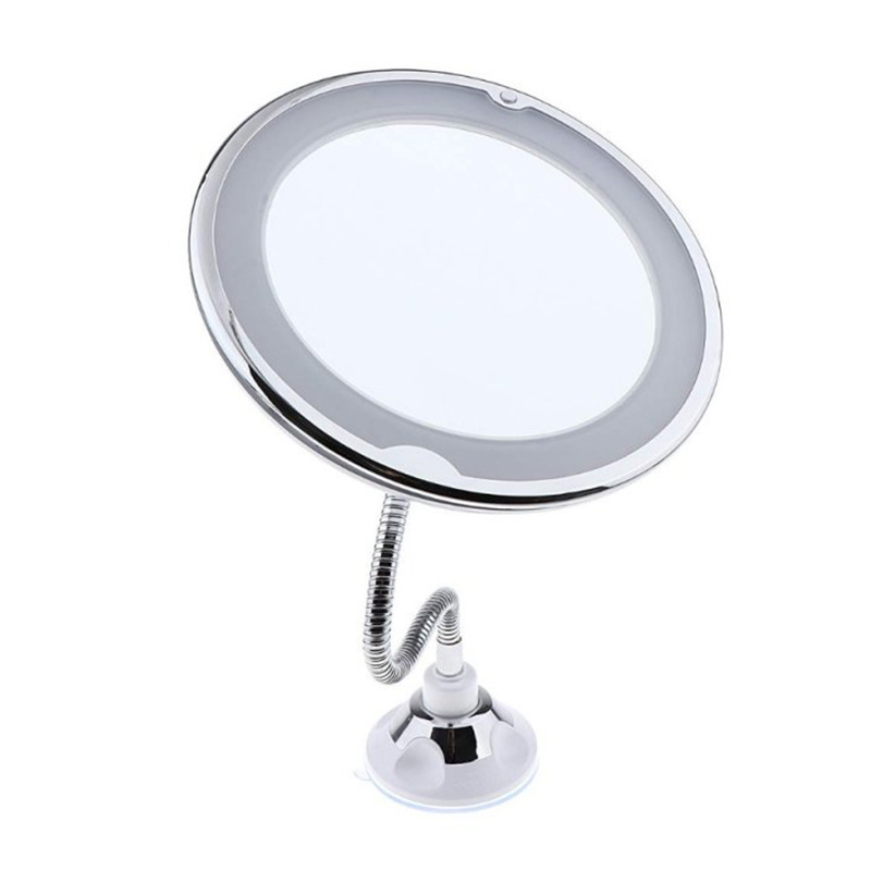 Flexible LED Lighted Makeup Mirror Bathroom 10 x Magnification Vanity Mirror with Suction Cup