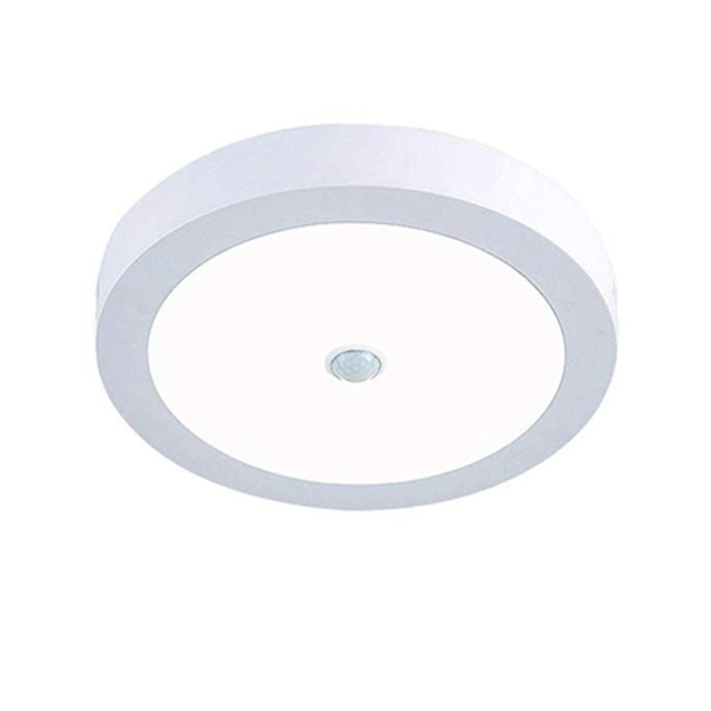 12W PIR Motion Sensor Round Surface Mount LED Panel Ceiling Light for Bathroom Garage Hallway Basement Porch Corridor Stairs