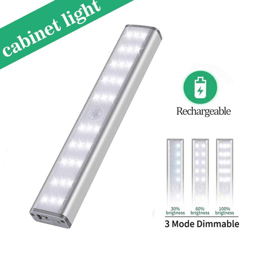 30 Led Under Self-Adhesive Closet Lights With Usb Cable, Portable Rechargeable Closet Light with PIR Motion Sensor