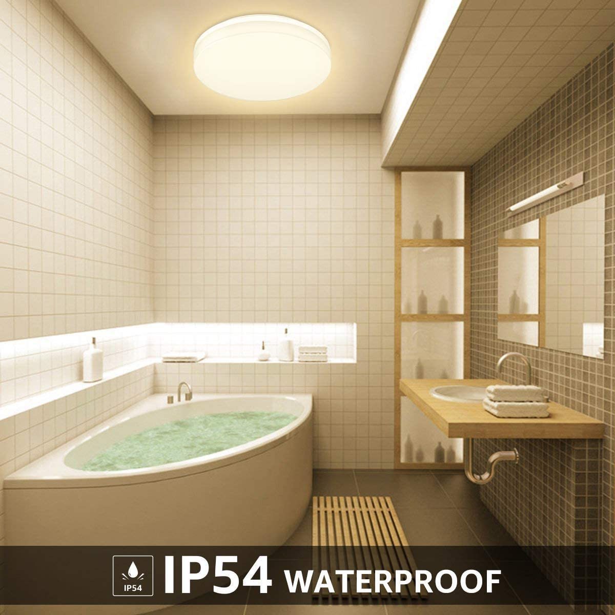 IP54 LED bathroom ceiling light with motion sensor, 18W Flush Mount Ceiling Sensor Light for Garage, Kitchen, Hallway