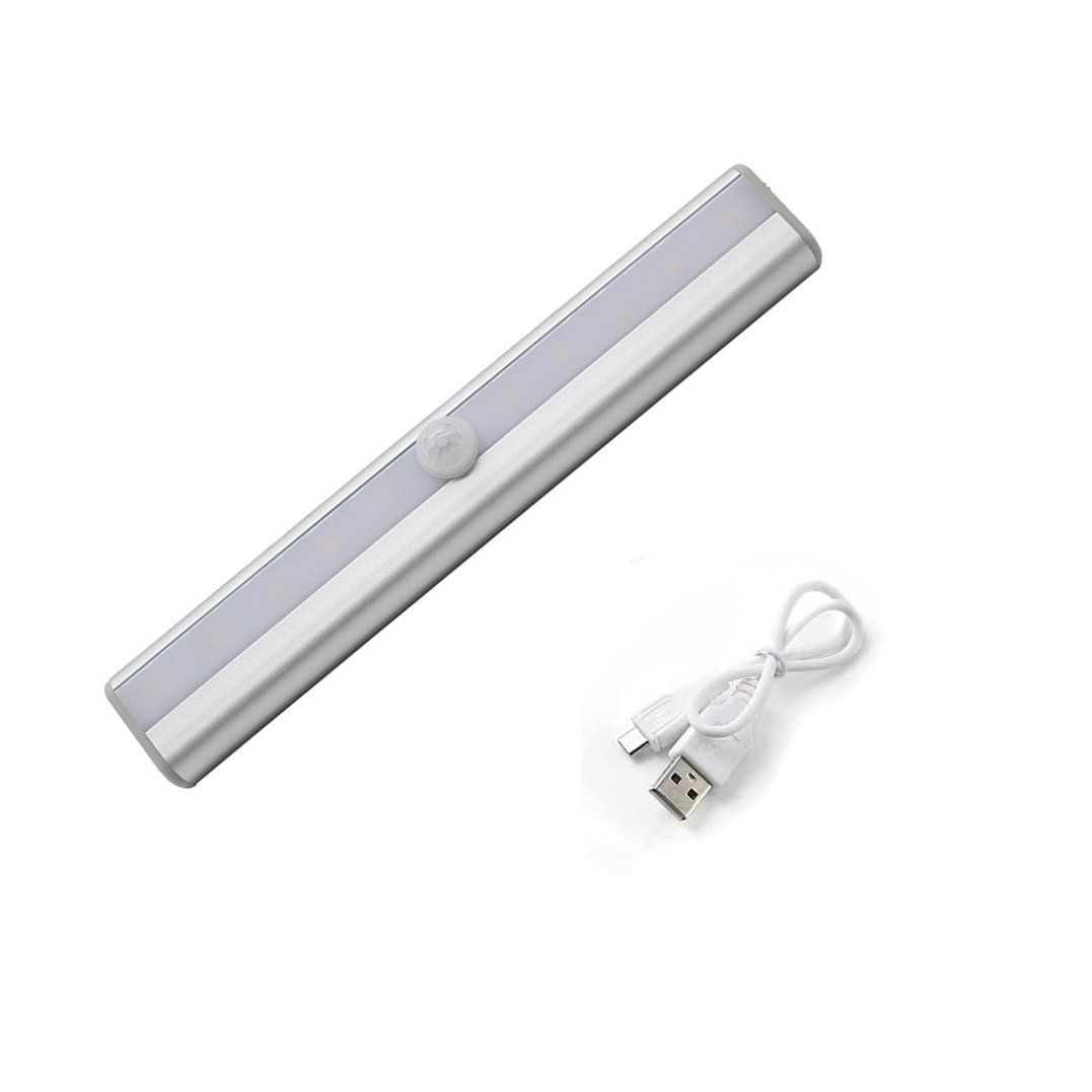 Portable Little Light Wireless LED Under Cabinet Lights 10-LED Motion Sensor Activated Night Light Build in Rechargeable Battery