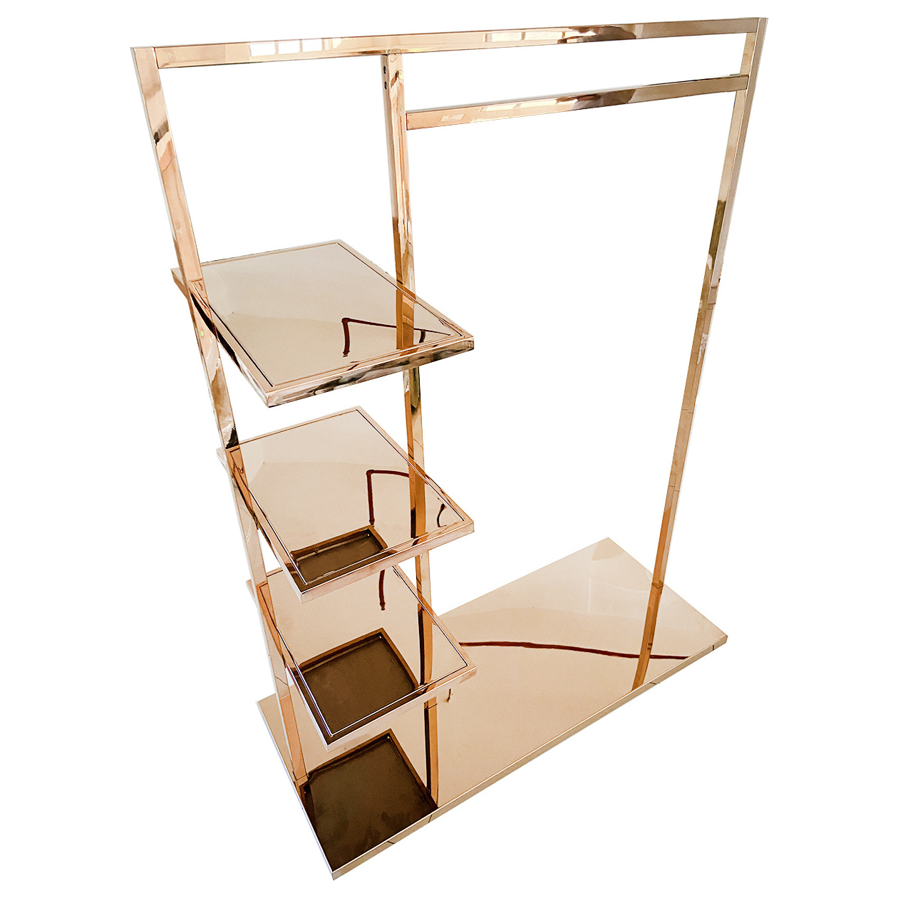 Rose Nano Titanium Gold Two-sided  Floor Display Clothing Rack