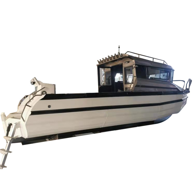 New 7.5m 25ft Deep V hull Aluminum pontoon fishing boat with enclosed cabin for sale