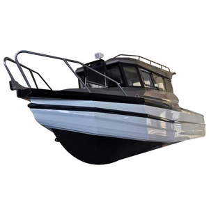 New 7.5m 25ft Deep V hull Aluminum pontoon fishing boat with enclosed cabin for sale