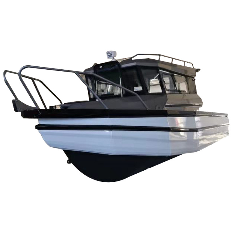 New 7.5m 25ft Deep V hull Aluminum pontoon fishing boat with enclosed cabin for sale