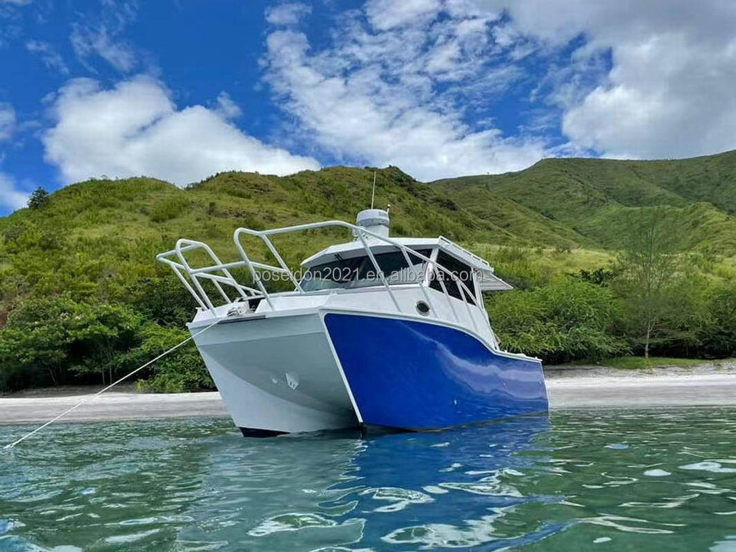 China 7.9m sport fishing vessel luxury yacht catamaran cuddy cabin Aluminum fishing boats for sale