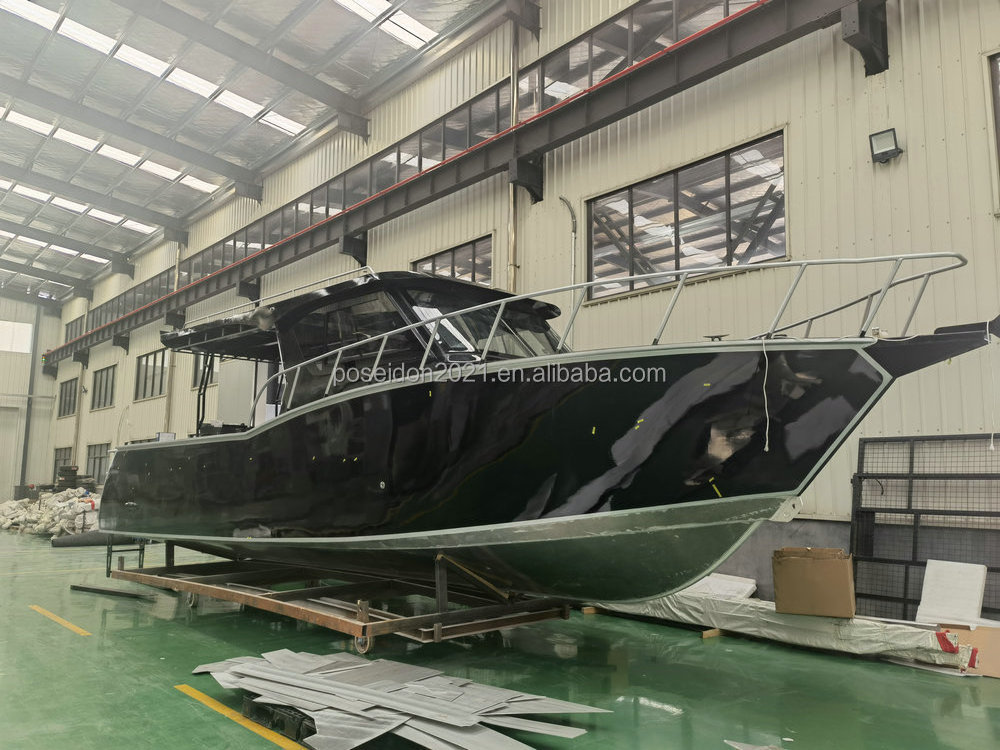 Deep V hull 11m 37ft aluminum fishing offshore boat with outboard engine Center Cabin boats for sale