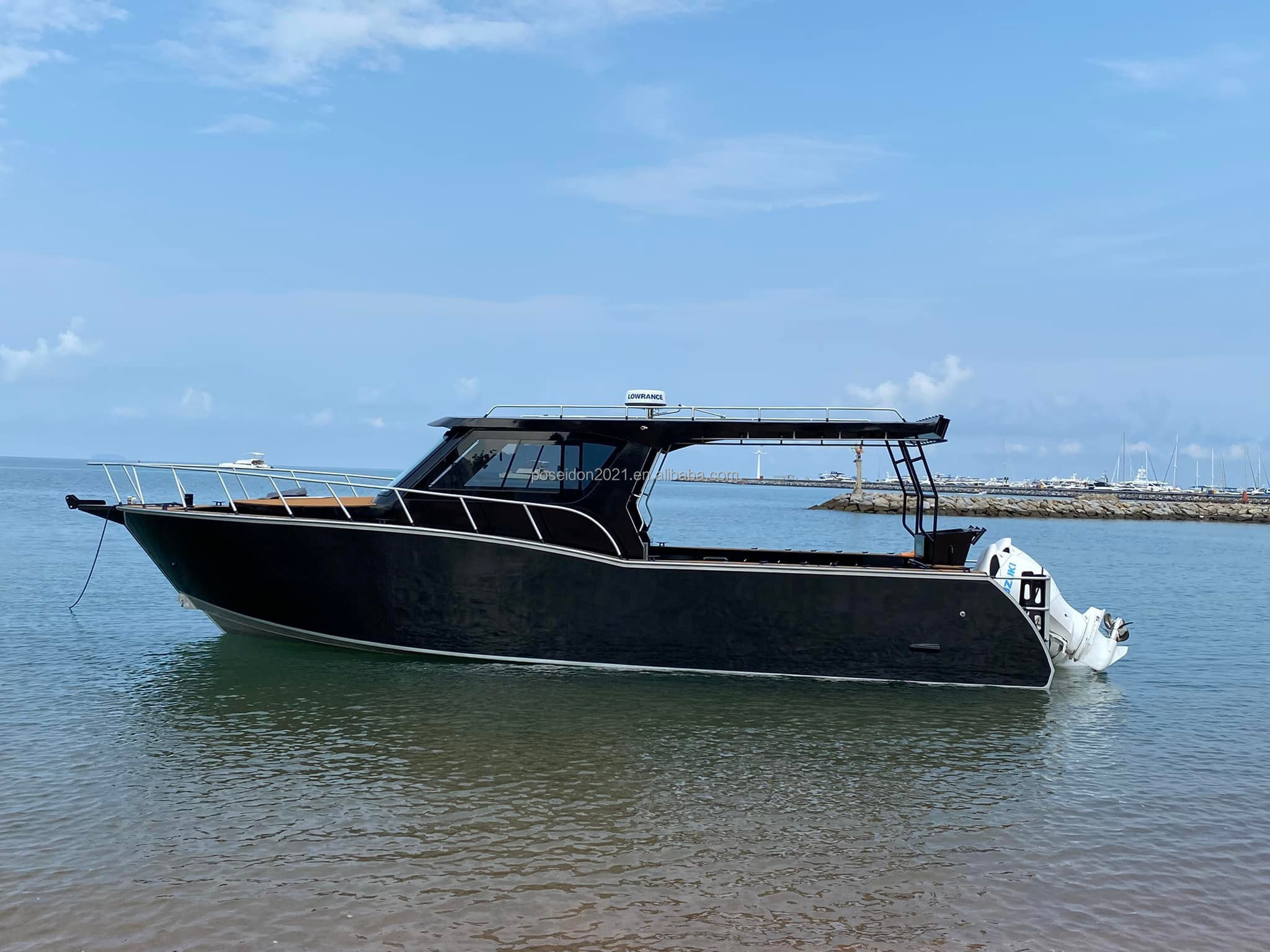 Deep V hull 11m 37ft aluminum fishing offshore boat with outboard engine Center Cabin boats for sale