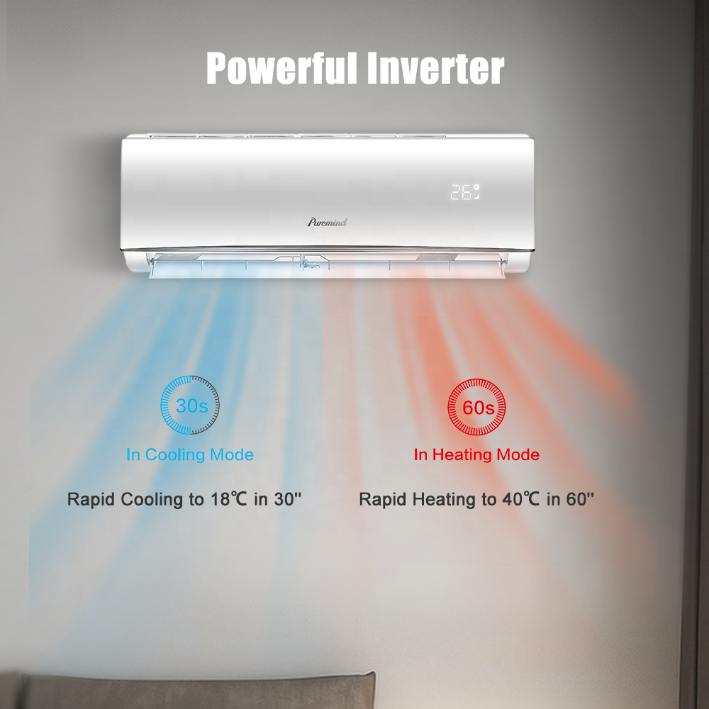 Puremind Wall Mounted Mini Split Air Conditioner 9000Btu 12000 Btu 24000Btu Household Inverter Air Conditioning Ductless AC Unit