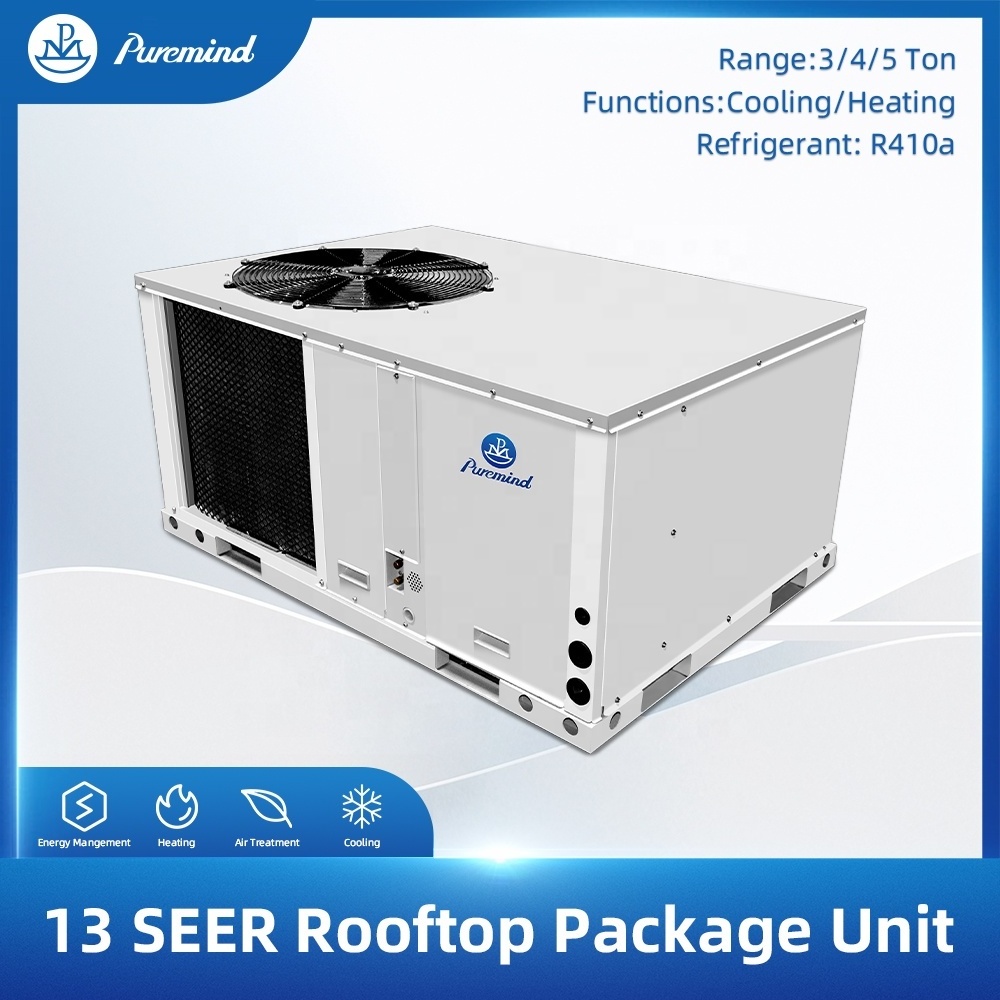 Puremind 36000Btu 48000Btu 60000Btu Rooftop Package Unit Inverter 220V 60Hz R410a Cooling Heating Rooftop Air Conditioner