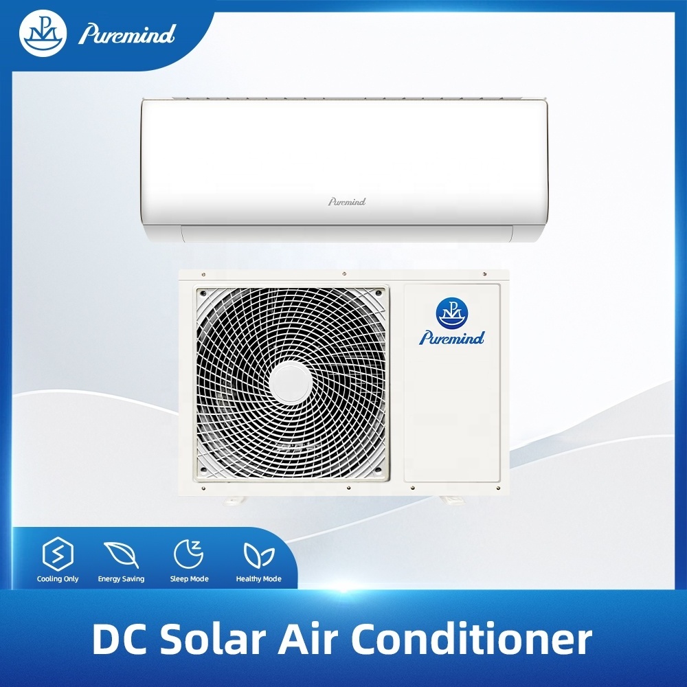 Puremind DC 24V 48V Solar Powered Hybrid Split Air Conditioner 9000-24000Btu Heating Cooling Hybrid Solar Air Conditioners Wifi