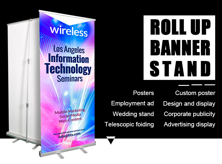 Wholesale Manufacturer Retractable Roll Up Advertising Flex Banner Stand Roll Up Banner Stand Roll