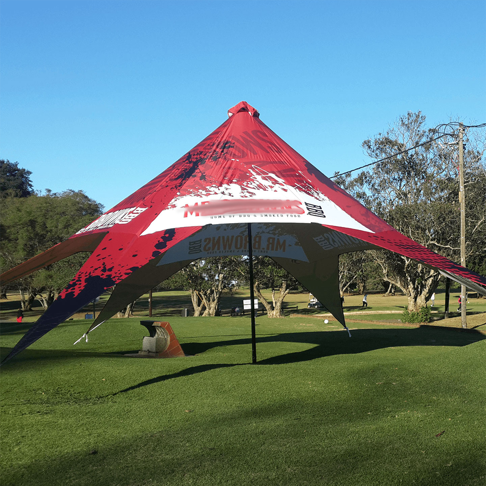 Custom Thermal transfer Digital All Over Print Single Pole Star Tent For Expedited Promotions