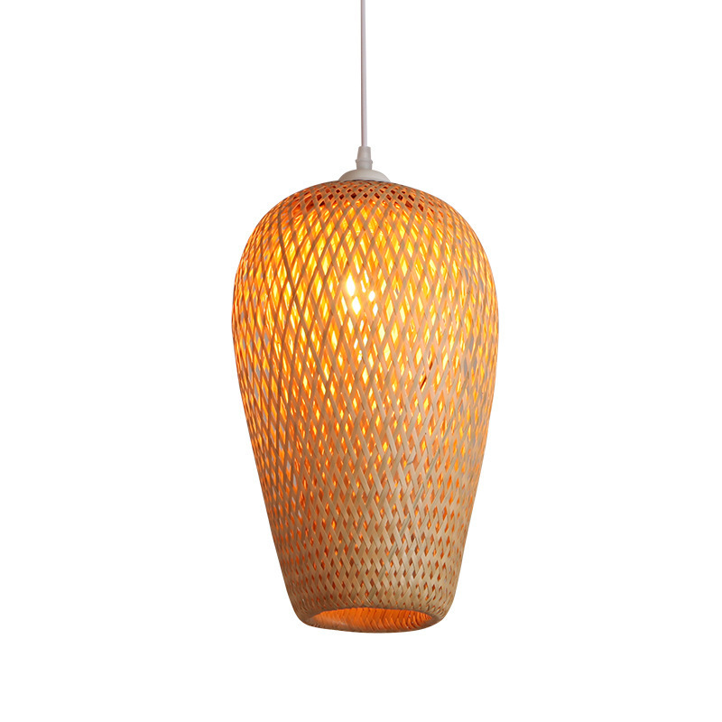 CSLIDO Japanese Tea House Pendant Lights Rattan Weaving Petals Wicker Hanging Lamp For Parlor Dining Room Bedroom E27 Bulb