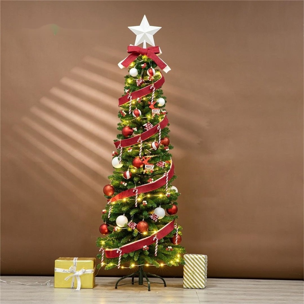 Artificial Customized Size And Color Rainbow Tinsel With Balls Pine Cone Mini Trees Modern Snow Unique Tree For Christmas decor