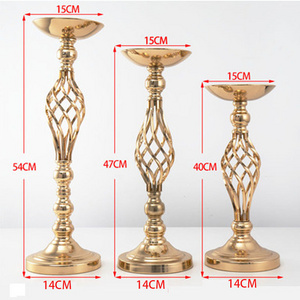 2023 Elegant crystal Bead chandelier Metal Bouquet gold high flower stand for the wedding table centerpiece