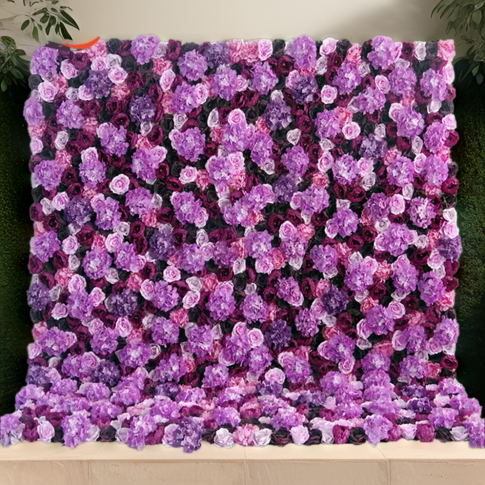 Will You Marry Luxury Real Touch Purple and Likac Wedding Party Event Decor Backdrop Roll Up Background Flowers Panel Silk Wall