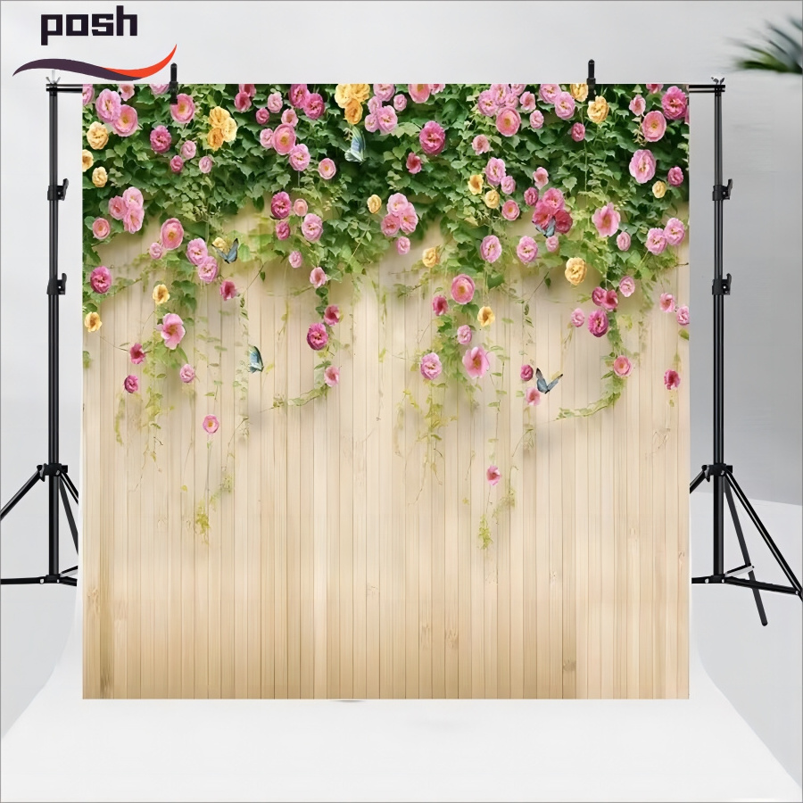 Salon Store Rental Wedding Decor 5D Luxury Tropical Foliage Panel Silk Artificial Pampas Grass Flower Wall Backdrop