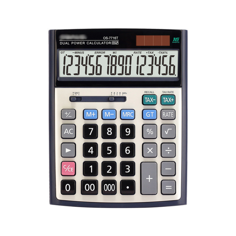 Financial desk calculator 16-digit display true solar dual power supply calculator wholesale tax rate function