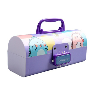 POSH DREAMS Plastic Double-layer Password Children's Pencil Case with Mirror Xueba Pencil Case Password Stationery Box