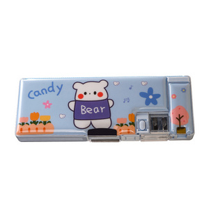 POSH DREAMS Children's Multifunctional Pencil Box Kindergarten Plastic Double Layer Pencil Box