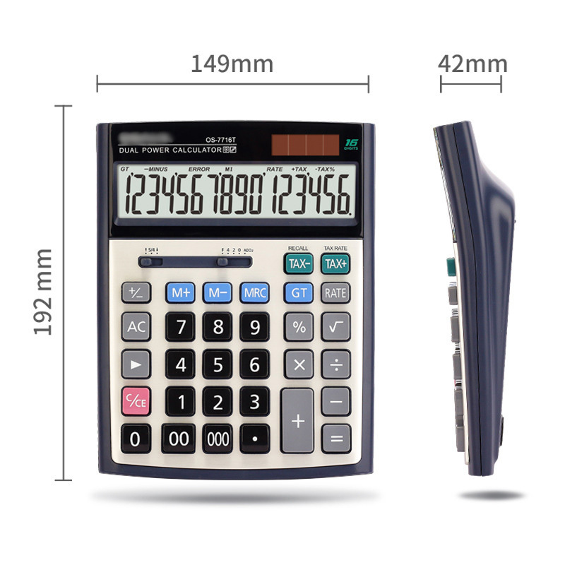 Financial desk calculator 16-digit display true solar dual power supply calculator wholesale tax rate function