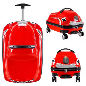 PD Children's Car Cartoon Suitcase 18-inch Travel Boarding Tow Box Universal Wheels Children Can Mount 3D Trolley Box