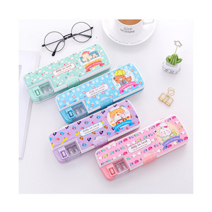 POSH DREAMS Cute cartoon men and women creative multifunctional children's plastic pencil case with multiplication table