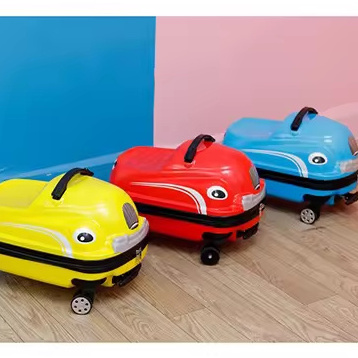 PD Children's Car Cartoon Suitcase 18-inch Travel Boarding Tow Box Universal Wheels Children Can Mount 3D Trolley Box