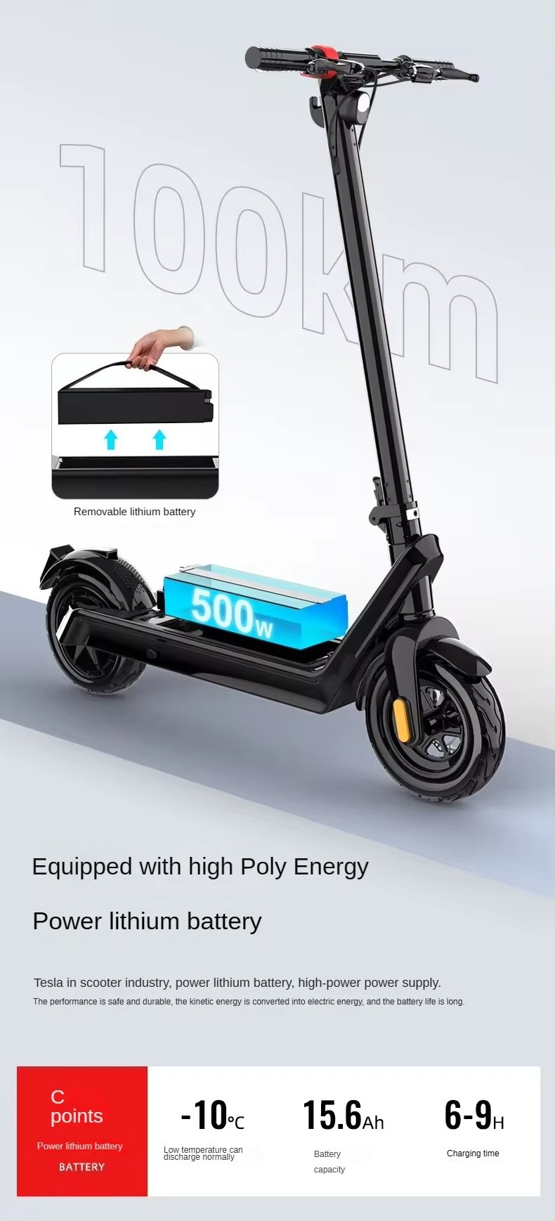 500W 70Km Removable Battery Small Folding Mobility Scooter Mobility Scooters Electric 2 Wheel Mobility Scooters